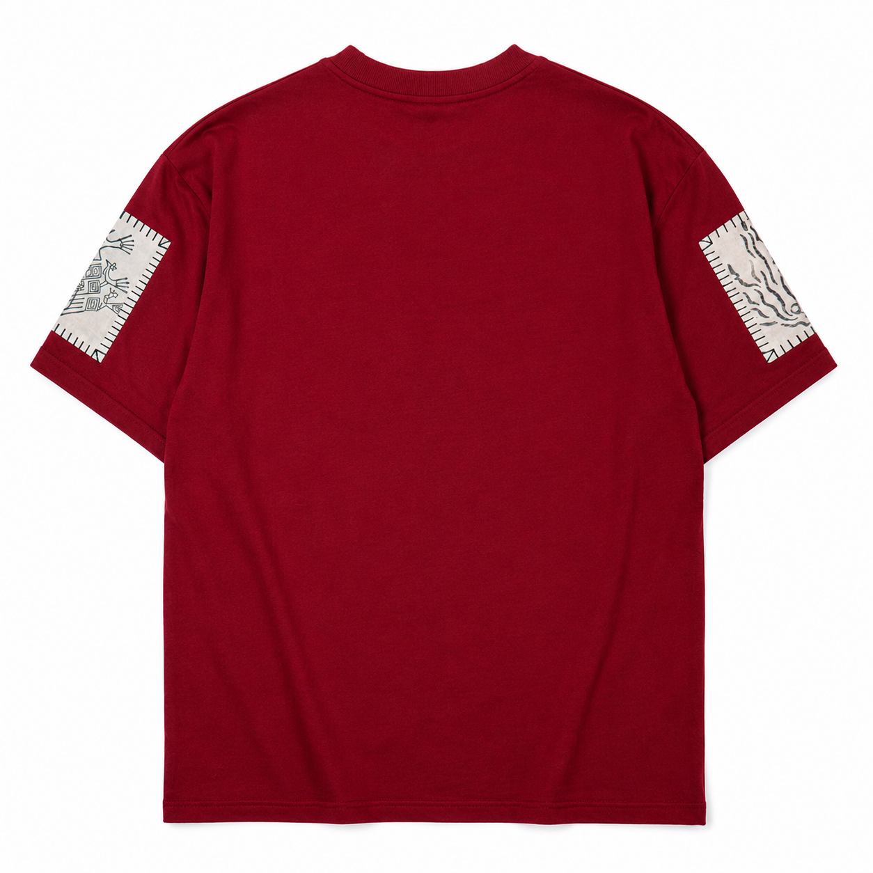 Maroon Blockprint Patchwork T-Shirt