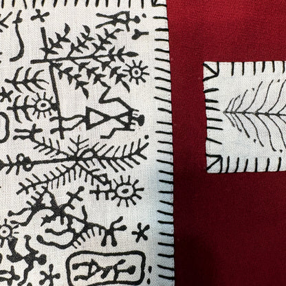 Maroon Blockprint Patchwork T-Shirt
